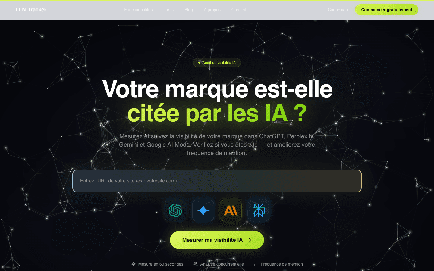 Site LLM Tracker : SaaS de visibilité IA