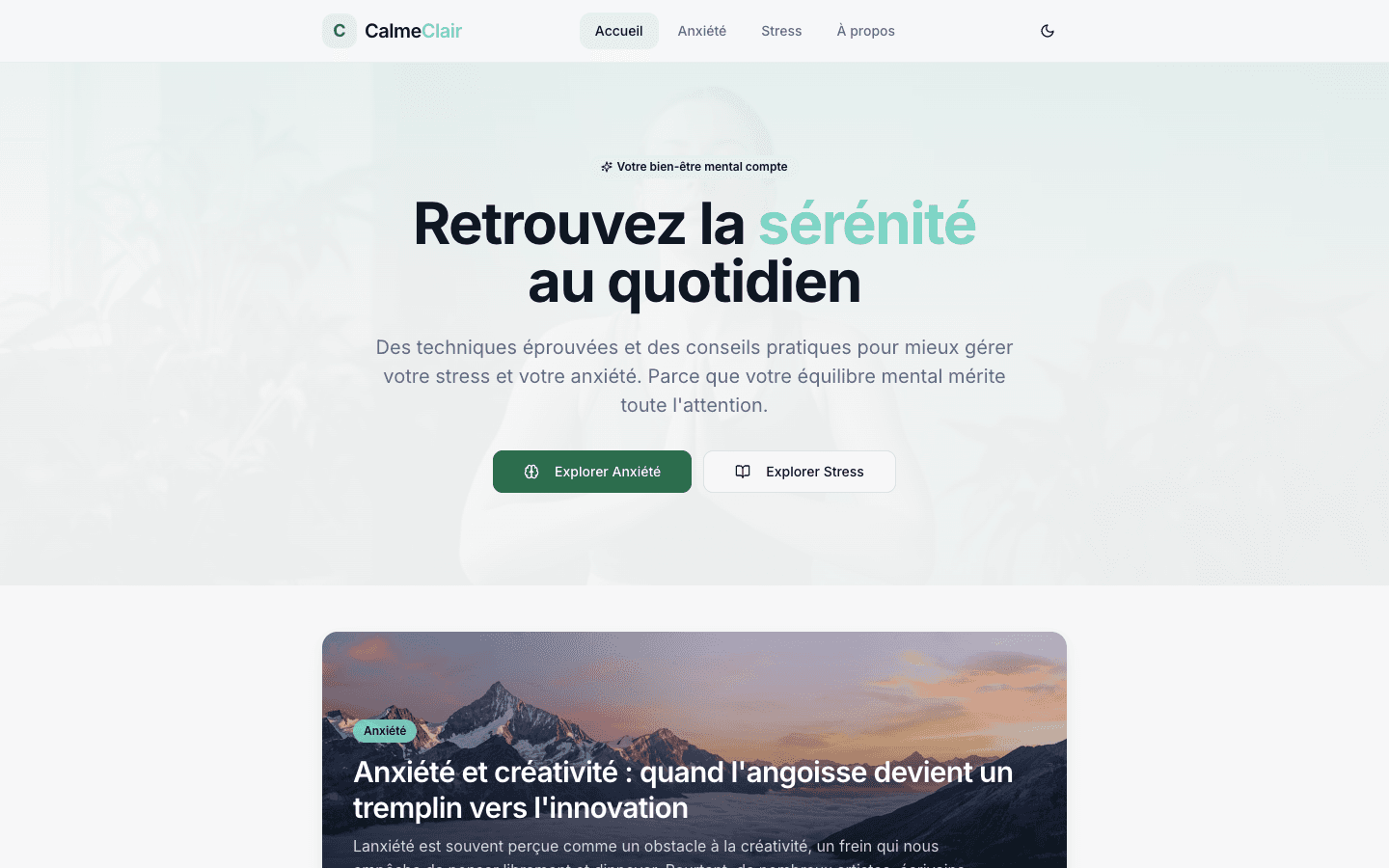 Site CalmeClair : Média santé mentale