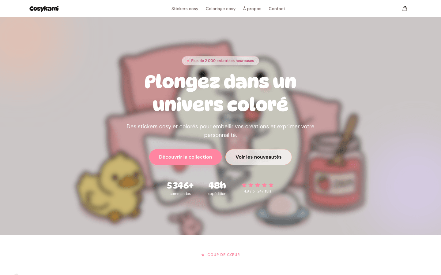 Site Cosykami : E-commerce de papeterie