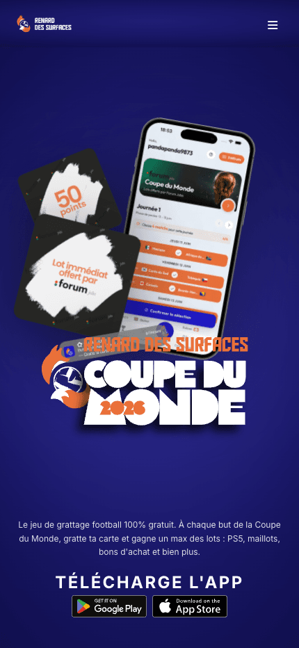 App + Site internet Renard des Surfaces : Application mobile football